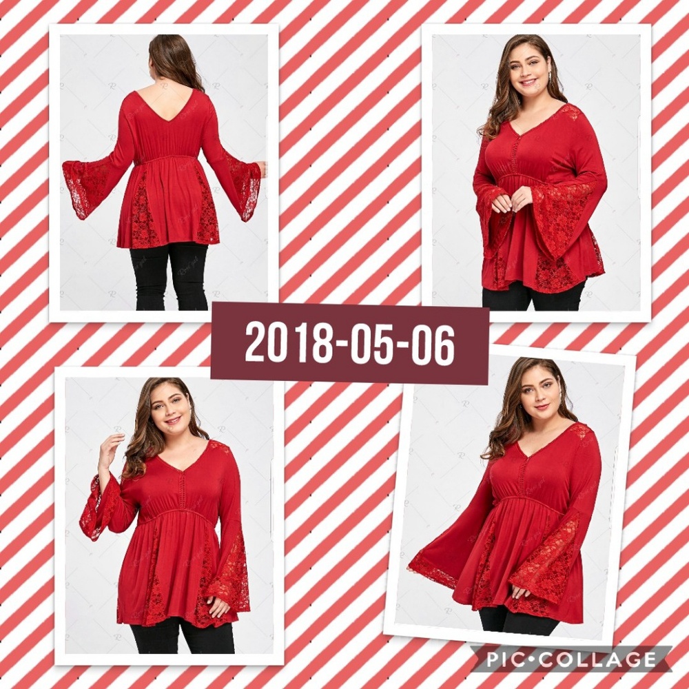 Plus size v neck sleeve top